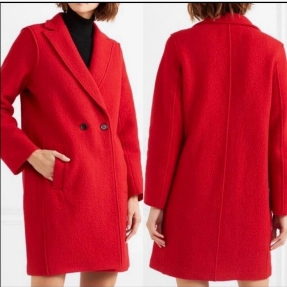 J. Crew Red Double-Breasted Wool Coat